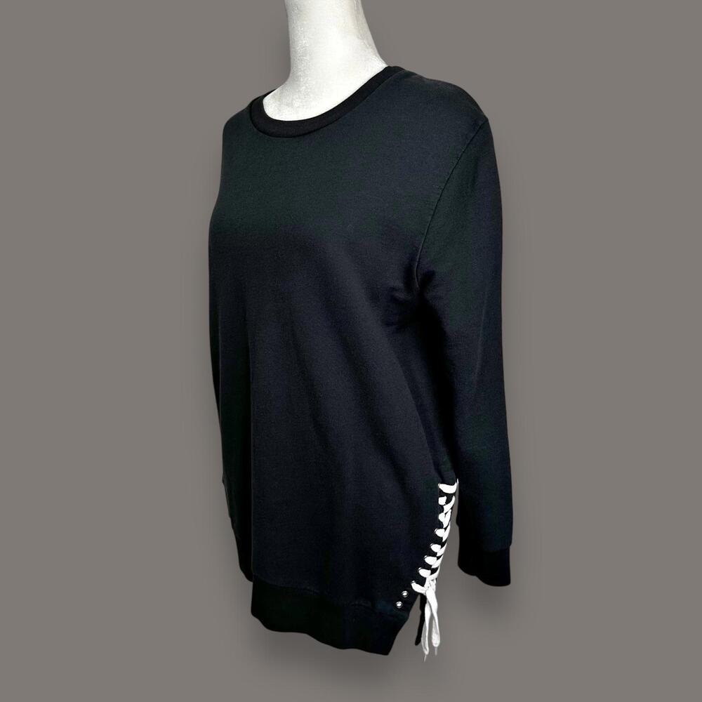 AllSaints Lace-Up Crewneck Sweatshirt Black Women’s Size S